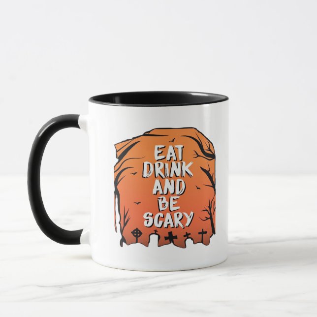 Mug Manger Boire Et Être Effrayant Halloween Design Cr (Gauche)