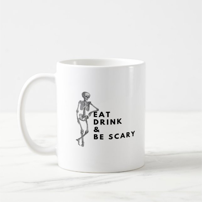 Mug Manger Boire Et Être Effrayant Halloween Squelette (Gauche)