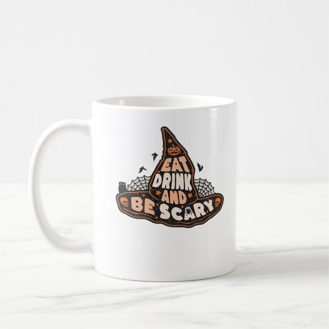 Mug Manger, boire et être effrayant Sorcière seulement (Gauche)
