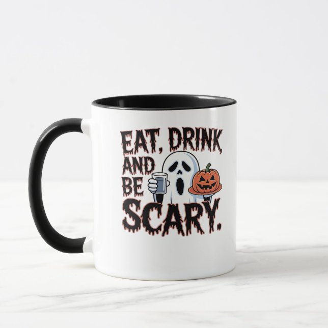 Mug Manger Boire Être Effrayant Halloween Citrouille C (Gauche)
