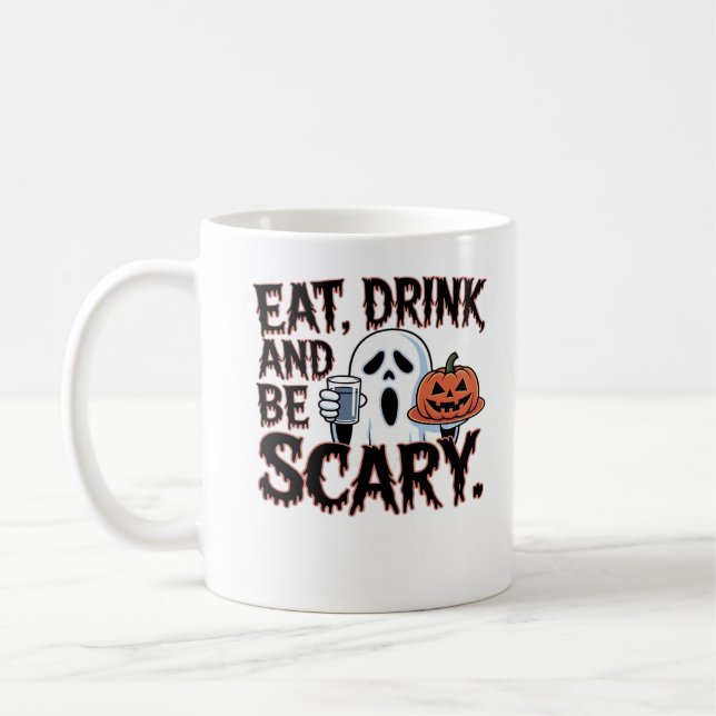 Mug Manger Boire Être Effrayant Halloween Citrouille C (Gauche)