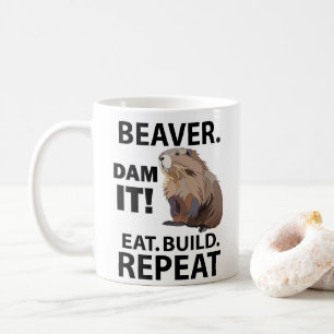 Mug Manger Construire Répéter Drôle Castor Animal