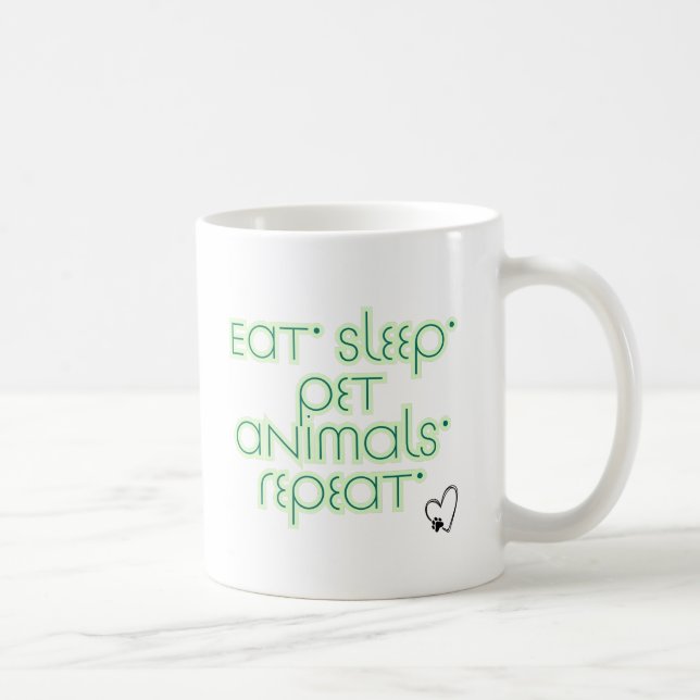 Mug Manger. Dormir. Animaux de compagnie. Recommencer. (Droite)
