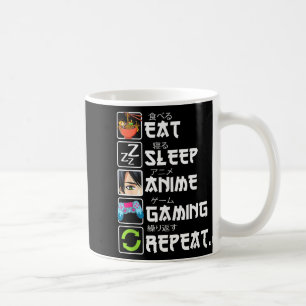 Mug Manger Dormir Anime Jeux Répéter Gamer Hommes Adol