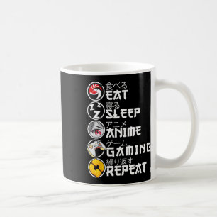 Mug Manger Dormir Anime Jeux Rétro Répéter Kawaii Anim
