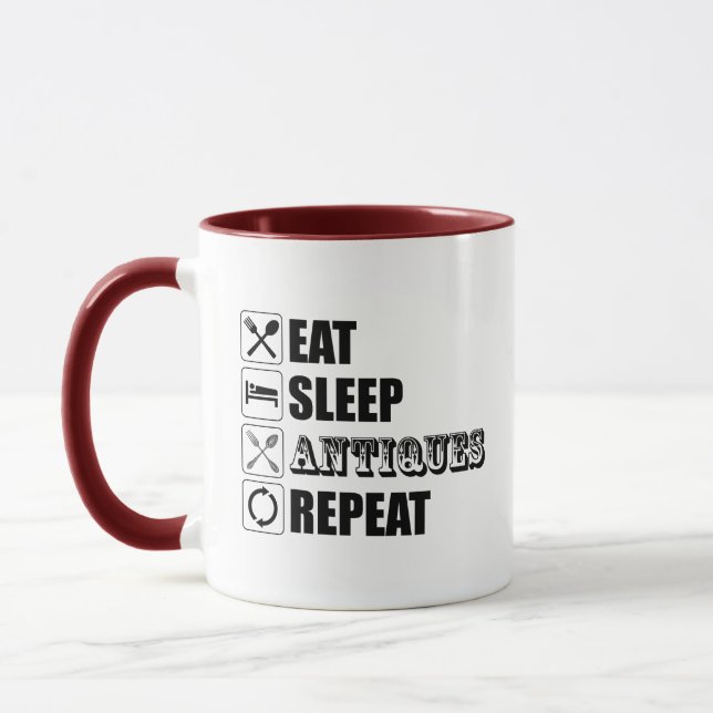 Mug Manger. Dormir. Antiquités. Recommencer (Gauche)