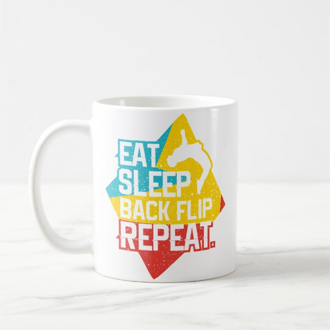 Mug Manger Dormir Back Flip Répéter Rétro Gymnastique  (Gauche)