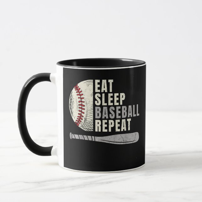 Mug Manger Dormir Baseball Répéter Drôle Joueur de Bas (Gauche)