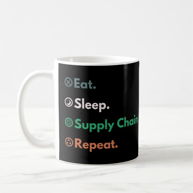 Mug Manger Dormir Chaîne d'Approvisionnement Répéter R (Gauche)