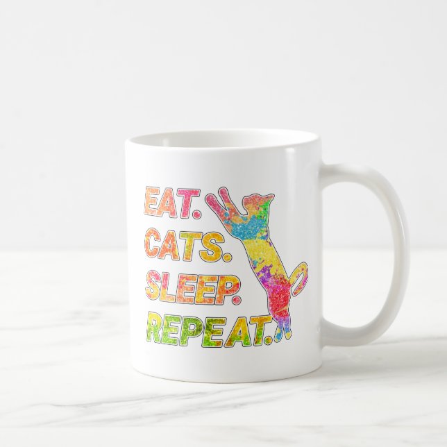 Mug Manger, Dormir, Chats, Répéter - Amoureux des chat (Droite)