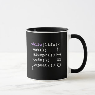 Mug Manger Dormir Coder Répéter Programmeur Minimali