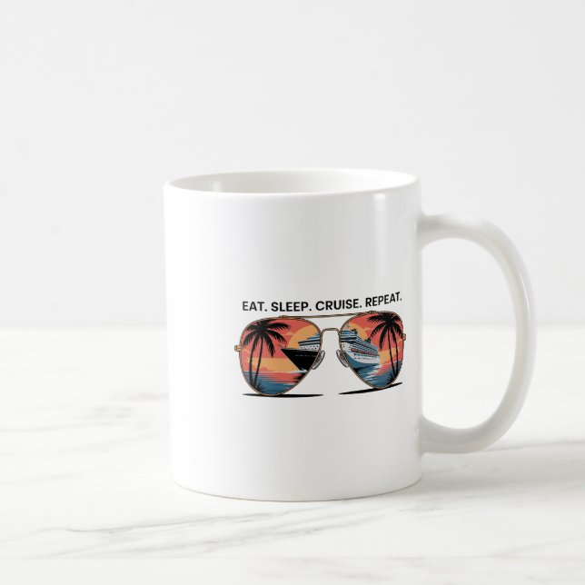 Mug Manger Dormir Croisière Répéter Vacances Navire Oc (Droite)