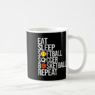 Mug Manger Dormir Doucement Football Croquis Répéter S