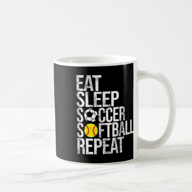 Mug Manger Dormir Football Doucement Répéter Drôle Ll  (Droite)