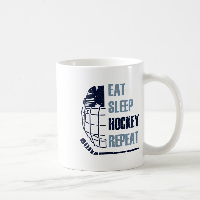 Mug Manger Dormir Hockey Répéter Masque Drôle Bâton Ho (Droite)