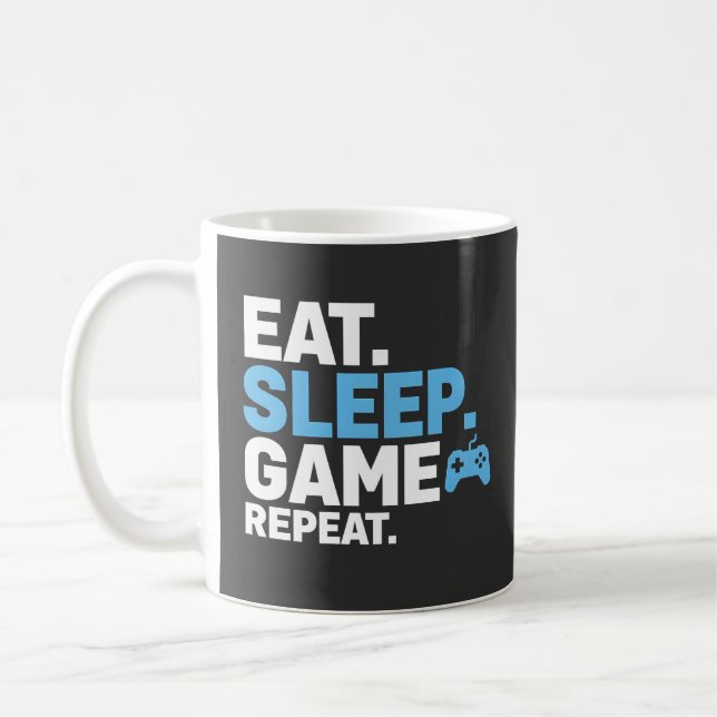 Mug Manger Dormir Jouer Répéter Citation Drôle de Joue (Gauche)