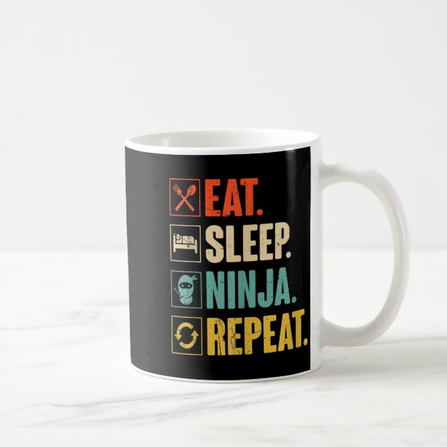 Mug Manger Dormir Ninja Répéter Drôle Ninja Martial (Droite)