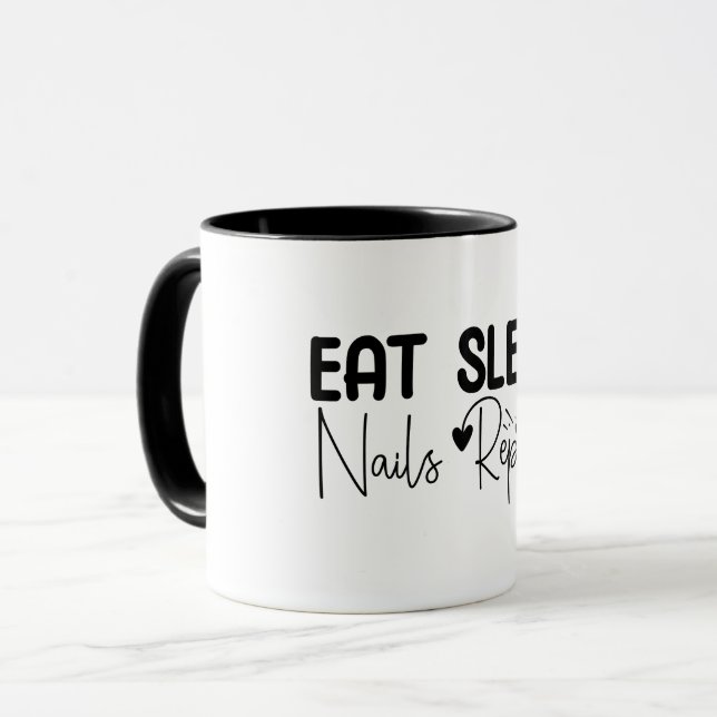 Mug Manger Dormir Ongles Répéter, Technicien en ongler (Devant gauche)