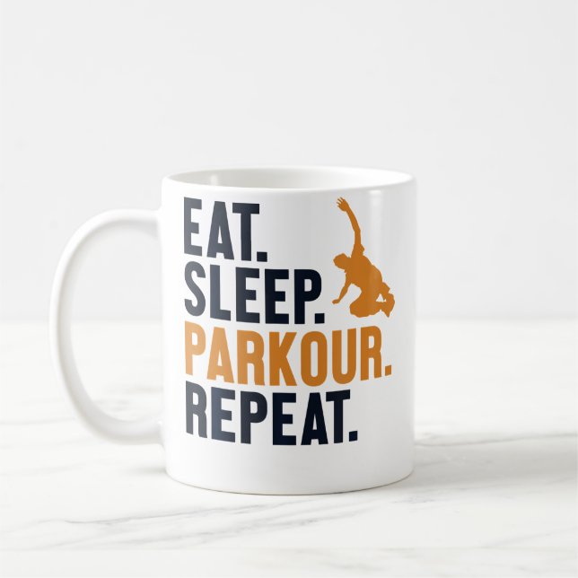 Mug Manger Dormir Parkour Répéter Entraînement Mur Cou (Gauche)