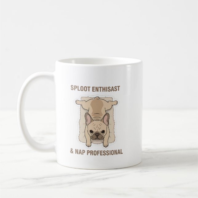 Mug Manger Dormir S'étaler Design Drôle de Bouledogue  (Gauche)