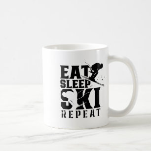 Mug Manger Dormir Ski Répéter Sports d'hiver Ski Skieu