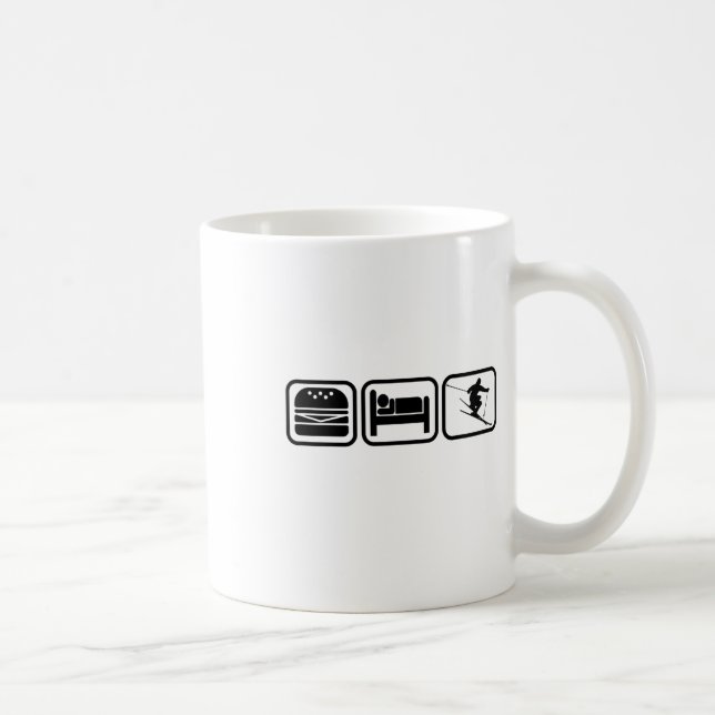 Mug Manger, Dormir, Skier Et Répéter J'adore Skier Tou (Droite)