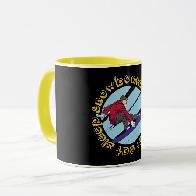 Mug Manger Dormir Snowboard Répéter – Citation de Snow (Devant gauche)