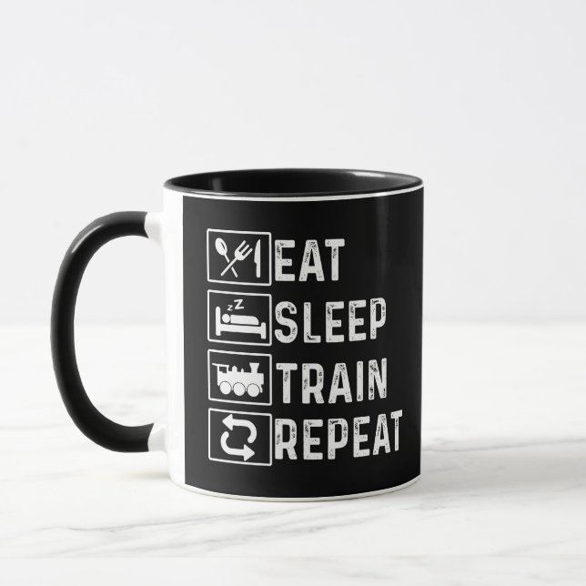 Mug Manger Dormir Train Répéter Train à Vapeur Amoureu (Gauche)