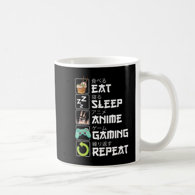 Mug Manger Sleep Anime Jeu Répétition Kawaii Otaku Ani (Droite)