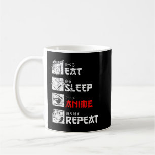 Mug Manger Sleep Anime Répéter Manga Japon Kanji Weeb 
