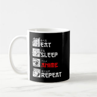 Mug Manger Sleep Anime Répéter Manga Japon Kanji Weeb