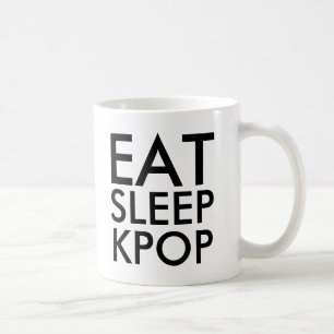 Mug Manger Sleep Kpop Music Fan Cadeau noir et blanc