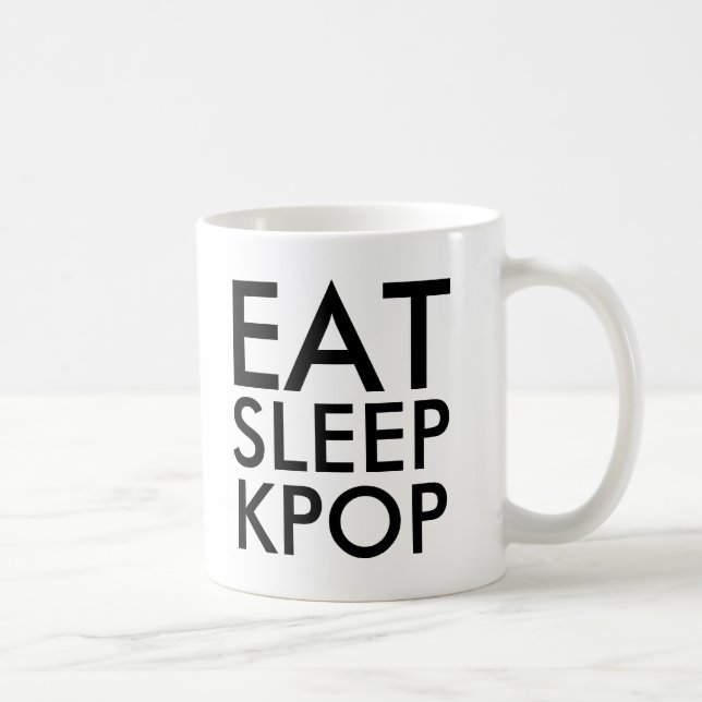 Mug Manger Sleep Kpop | Music Fan Cadeau noir et blanc (Droite)