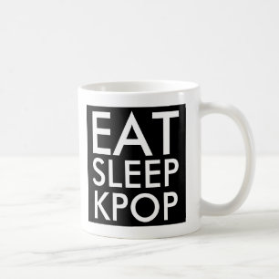 Mug Manger Sleep Kpop   Music Fan Cadeau noir et blanc