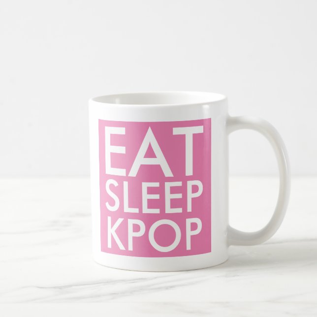Mug Manger Sleep Kpop | Music Fan Cadeau rose et blanc (Droite)