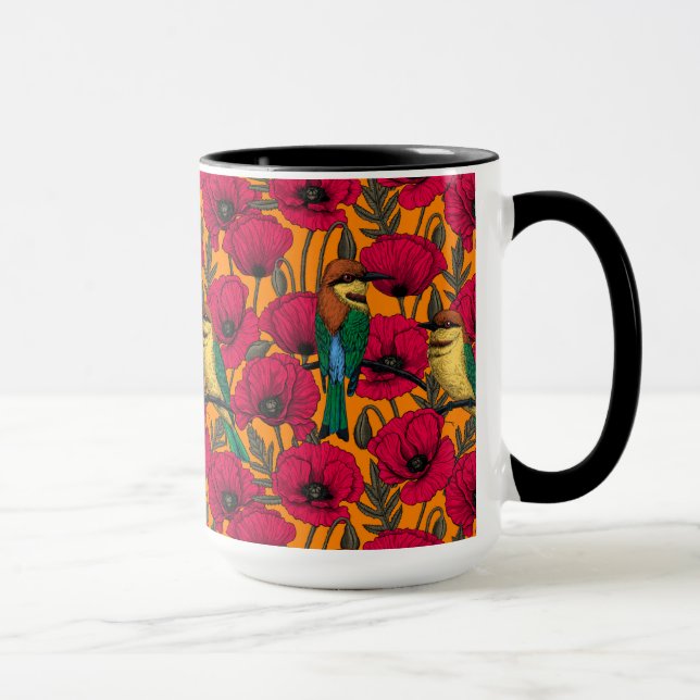 Mug Mangeurs d'abeilles et pavots sur orange (Droite)