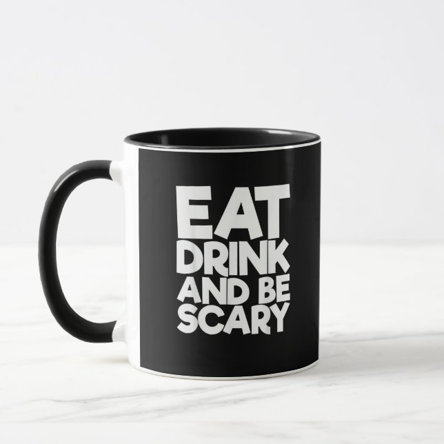 Mug Mangez Boire Et Soyez Effrayant Rétro Classique (Gauche)