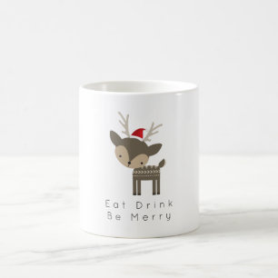 Mug Mangez Boire Soyez Joyeux Cerf De Noël En Chapeau 