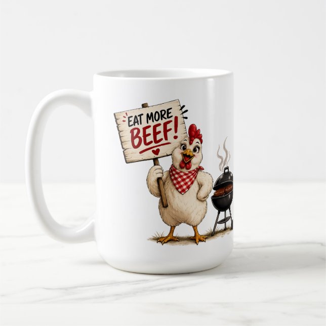 Mug Mangez Plus De Boeuf ! Poulet (Gauche)