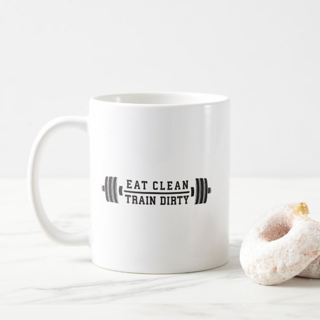 Mug Mangez propre, train sec - Exercice Inspirational (Avec donut)