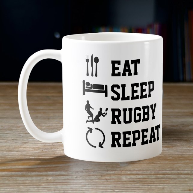 Mug Mangez Sleep Rugby Repeat Sport (Créateur téléchargé)