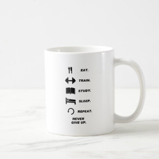 Mug Mangez. Train. Étude. Sommeil. Répétition. Ne