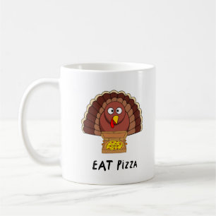 Mug Mangez Une Pizza Avec La Turquie De Thanksgiving