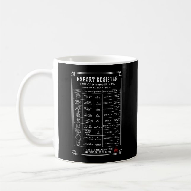 Mug Manifeste d'expédition d'Innsmouth Mer profonde Vi (Gauche)