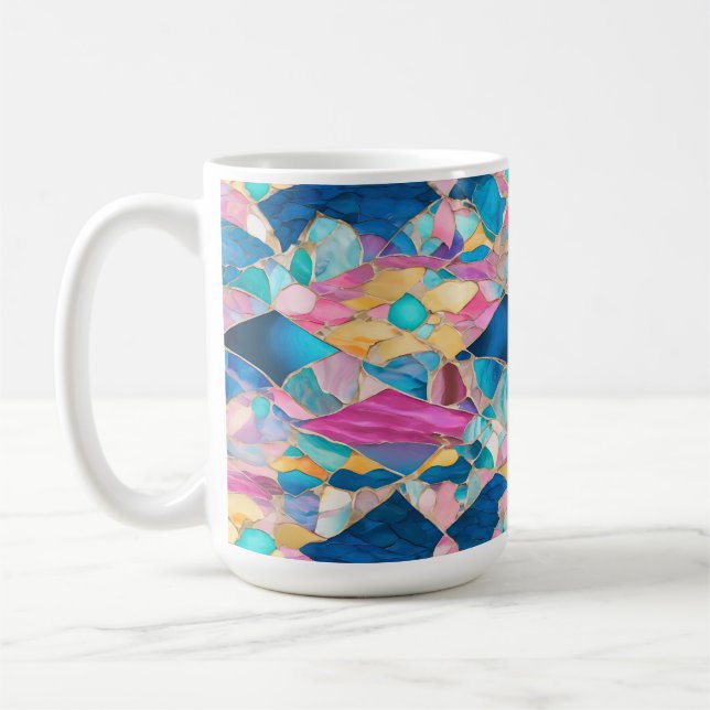 Mug "Manilva" Sable rose Bleu Vagues fracturées (Gauche)