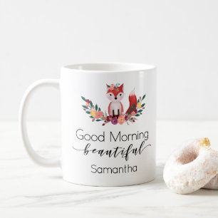 Mug Manuscrit floral mignon bonjour de Fox