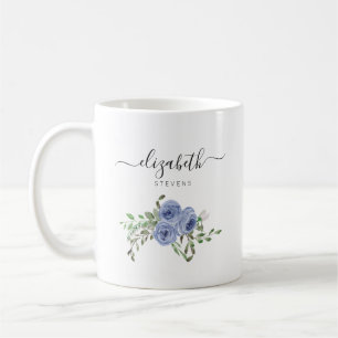 Mug Manuscrit rose d'aquarelle bleue poussiéreuse