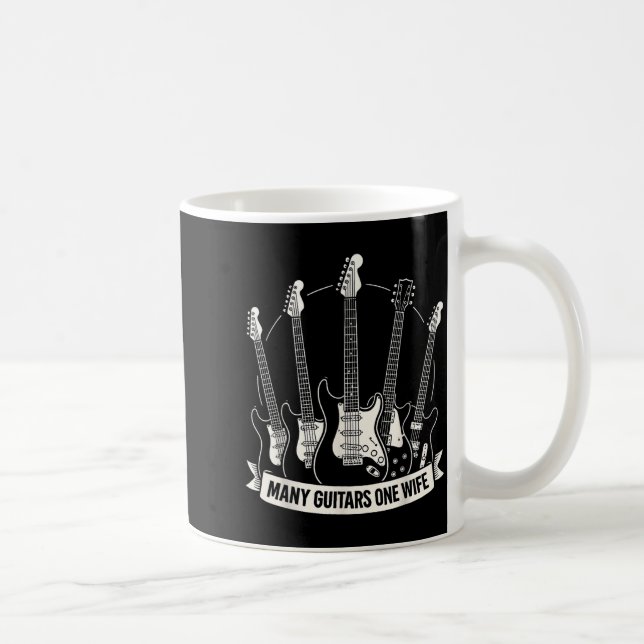 Mug Many Guitars One Wife Funny Musician Guitarist Hum (Droite)
