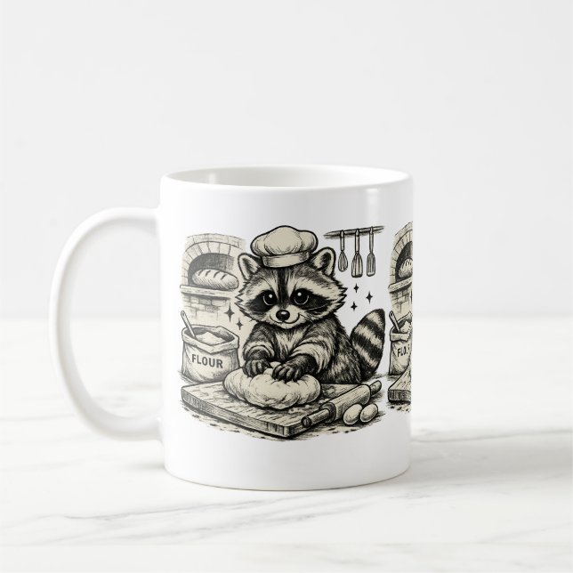 Mug Mapache panadero – Arte vintage de cocina (Gauche)