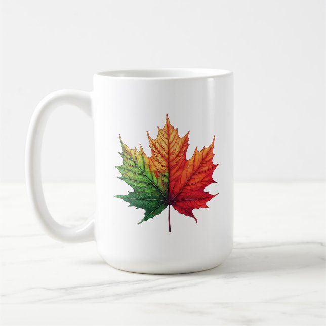 Mug Maple Fall Leaf Grande céramique classique (Gauche)